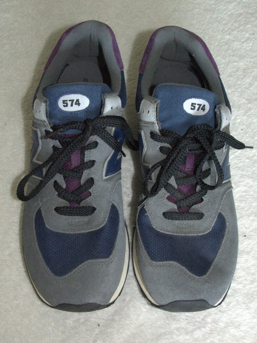 New Balance 574 Apollo Grey Navy Unisex Sneakers for Men's size 14/Women's 15.5